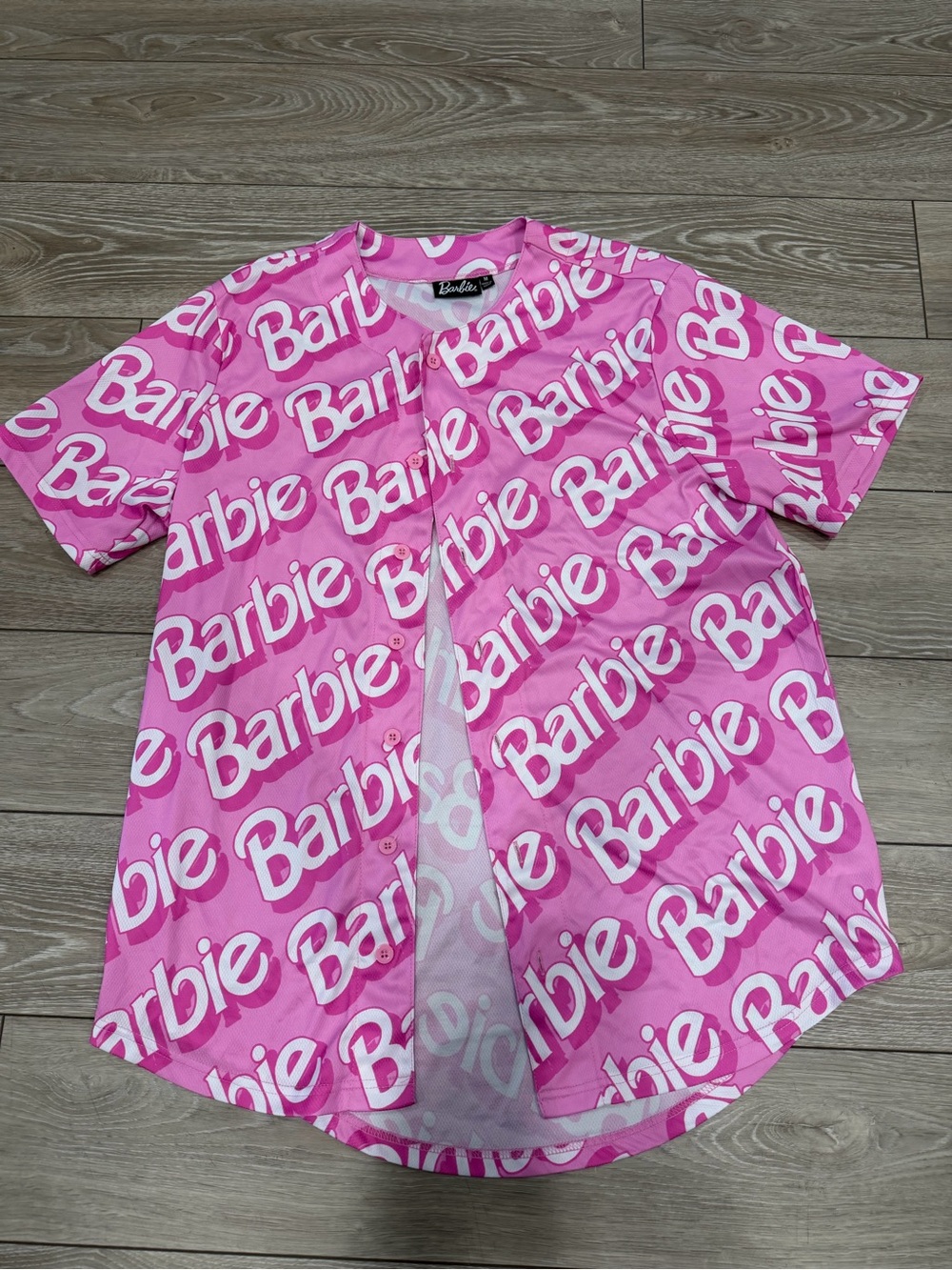 Barbie All-Over Logo Pink Short Sleeve Pajama Top
